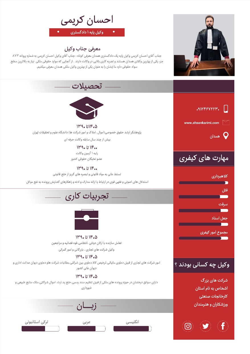 بهترین وکیل کیفری همدان احسان کریمی